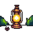 A glowing lantern shrinking a small shadow creature